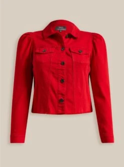 Denim Puff Sleeve Trucker Jacket -Venum Shop 19576119 08173 flat