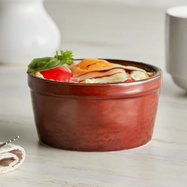 Acopa Keystone 7 Oz. Chestnut Stoneware Ramekin - 6/Case 3 Acopa Keystone 7 Oz. Chestnut Stoneware Ramekin - 6/Case
