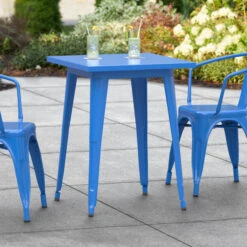 Lancaster Table & Seating Alloy Series 24" X 24" Blue Dining Height Outdoor Table