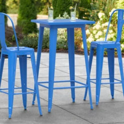 Lancaster Table & Seating Alloy Series 24" X 24" Blue Outdoor Bar Height Table