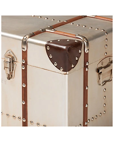 Bechet French Industrial Silver Metal Storage Trunk Home 7 Bechet French Industrial Silver Metal Storage Trunk Home - Image 5