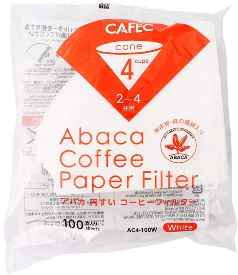 CAFEC ABACA Cone-Shaped Filter Paper 4 Cup, White 100 Pcs 3 CAFEC ABACA Cone-Shaped Filter Paper 4 Cup, White 100 Pcs