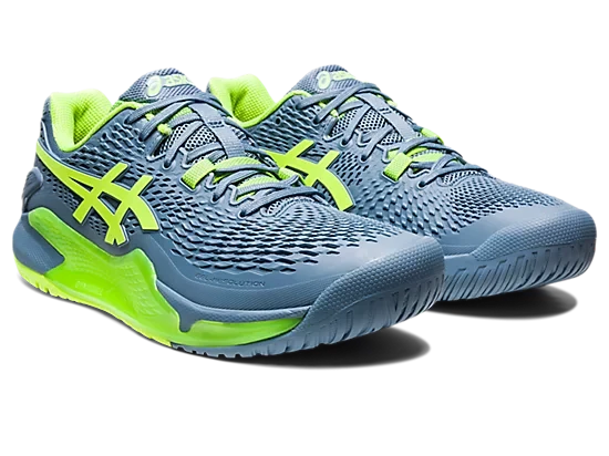 Asics Gel-Resolution 9 Men Steel Blue/Hazard Green 4 Asics Gel-Resolution 9 Men Steel Blue/Hazard Green - Image 3
