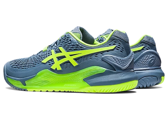 Asics Gel-Resolution 9 Men Steel Blue/Hazard Green 5 Asics Gel-Resolution 9 Men Steel Blue/Hazard Green - Image 4