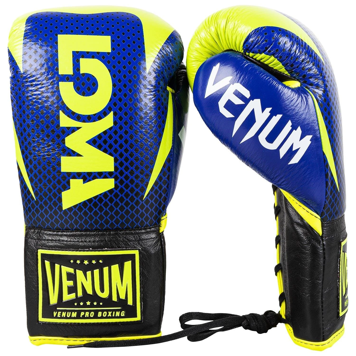 Venum Hammer Pro Boxing Gloves Loma Edition - With Laces - Blue/Yellow - Image 2