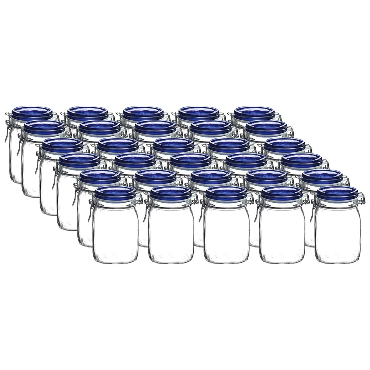 Bormioli Rocco 1L Swing Top Fido Glass Jars - Blue Lid | 30-pack 3 Bormioli Rocco 1L Swing Top Fido Glass Jars - Blue Lid | 30-pack