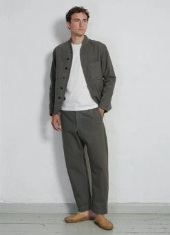 ERLING | Refined Work Jacket | Green Grey -Venum Shop erling refined work jacket green grey hansen garments 645608