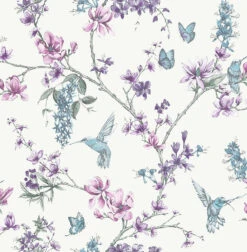 Castorama Papier Peint Intissé Bucolique L.1005 X L.52cm Bleu, Violet