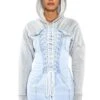 THE LAST WORD LACE UP DENIM HOODIE MINI DRESS -Venum Shop the last word lace up denim hoodie mini dress light blue 1 1 c1 c1 c1 c1