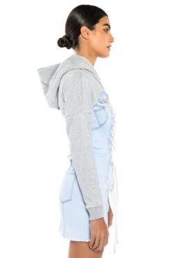 THE LAST WORD LACE UP DENIM HOODIE MINI DRESS 11 THE LAST WORD LACE UP DENIM HOODIE MINI DRESS -Venum Shop the last word lace up denim hoodie mini dress light blue 4 4 c1 c1 c1 c1