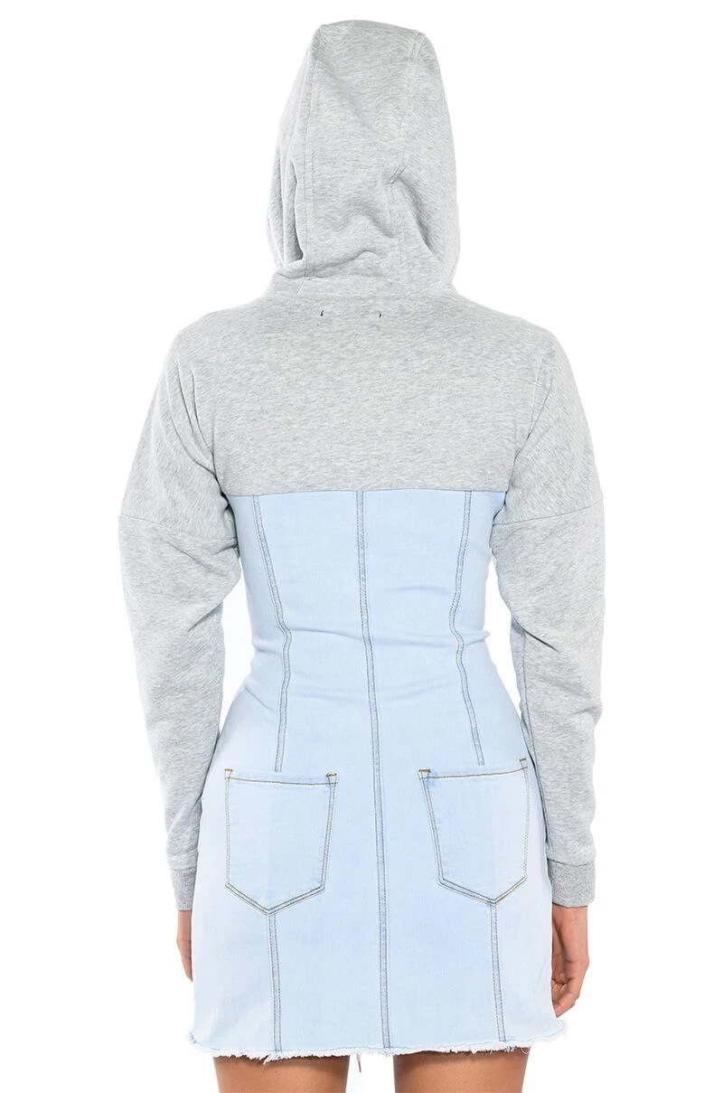 THE LAST WORD LACE UP DENIM HOODIE MINI DRESS 7 THE LAST WORD LACE UP DENIM HOODIE MINI DRESS - Image 5