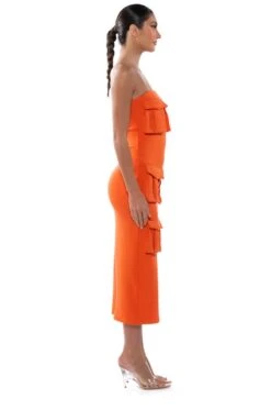 UTILITY DETAIL STRAPLESS MIDI DRESS -Venum Shop utility detail strapless midi dress orange 3 3