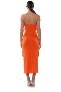 UTILITY DETAIL STRAPLESS MIDI DRESS -Venum Shop utility detail strapless midi dress orange 4 4